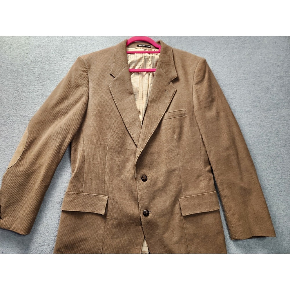 Mens Brown Corduroy Sport Coat Blazer Elbow Patch Academic Professor Jacket